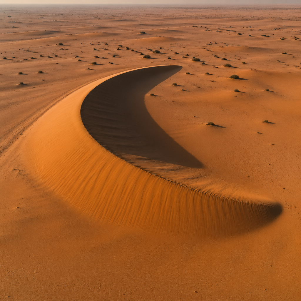 Barchan Crescent-shaped sand stupa