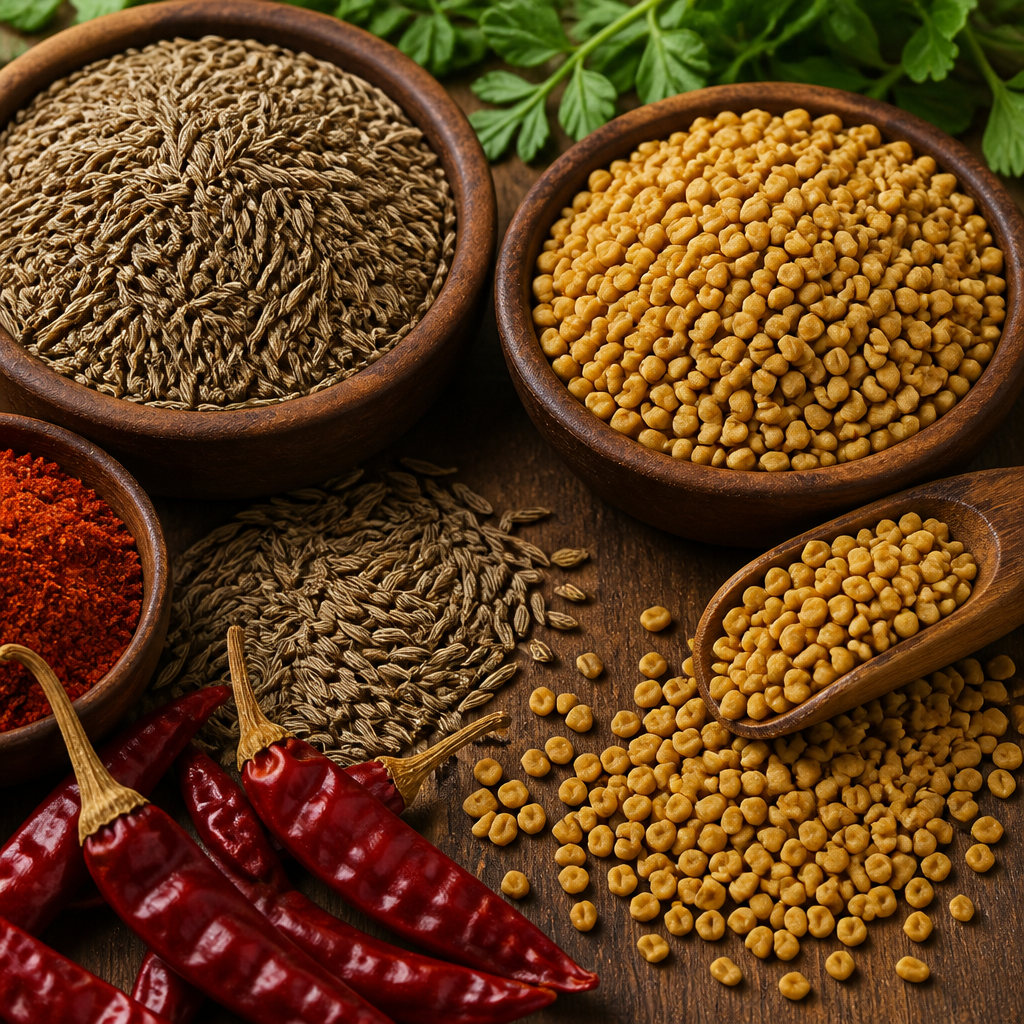 Cumin, fenugreek and chilli other key spices