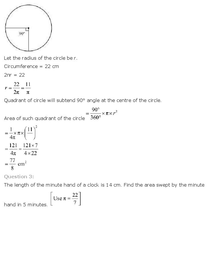 Areas Related To Circles, Class 10 Mathematics NCERT Solutions