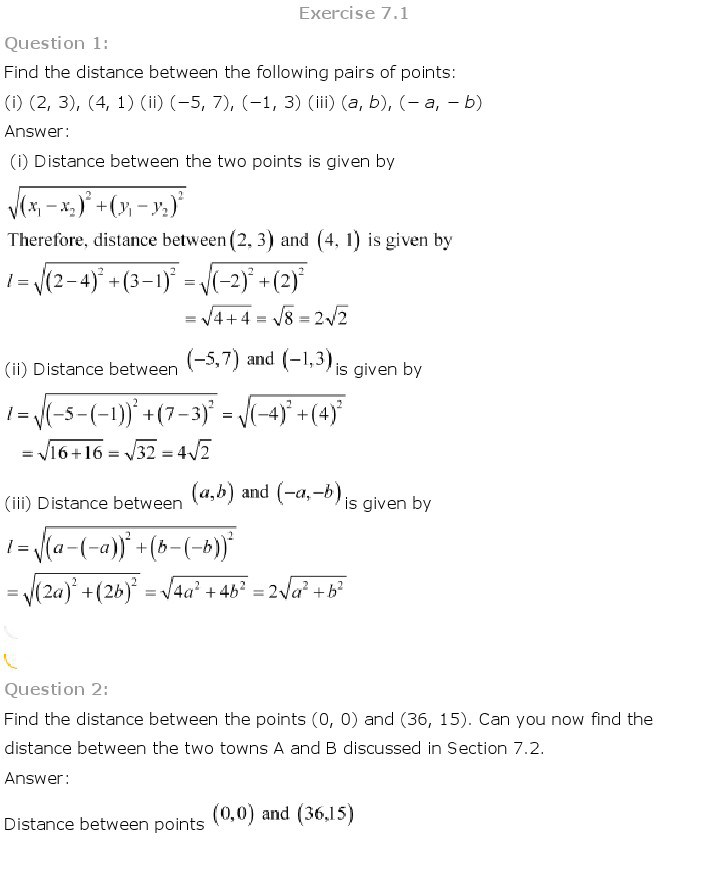 10th, Maths, Coordinate Geometry 1