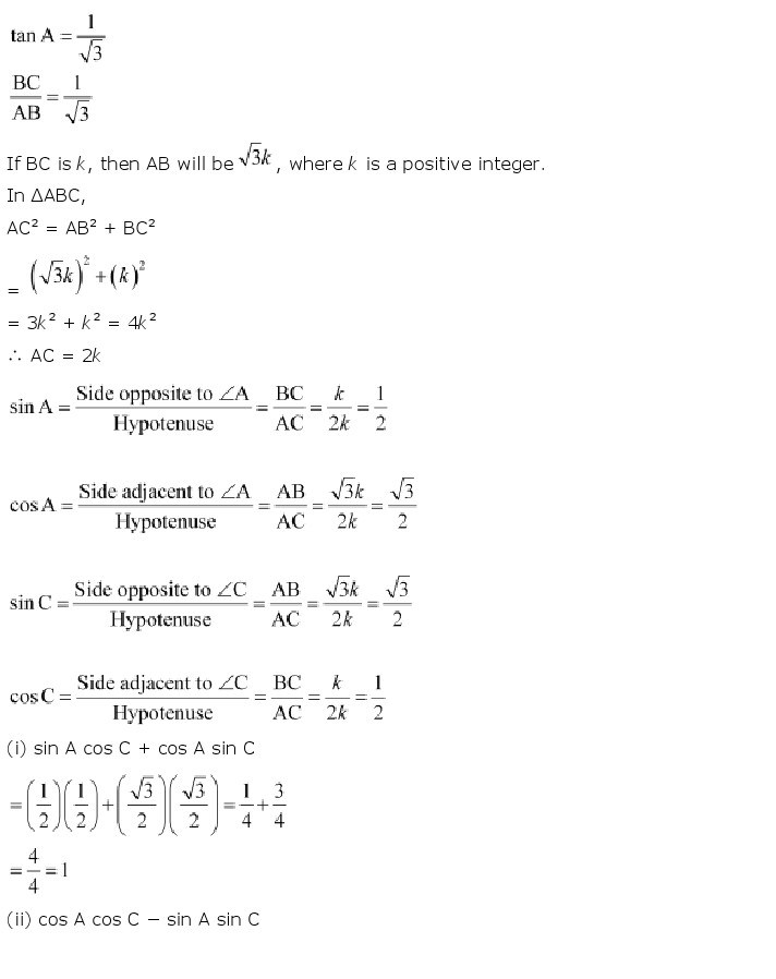 10th, Maths, Introduction to Trigonometry 14