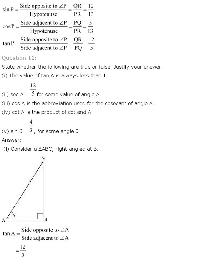10th, Maths, Introduction to Trigonometry 17
