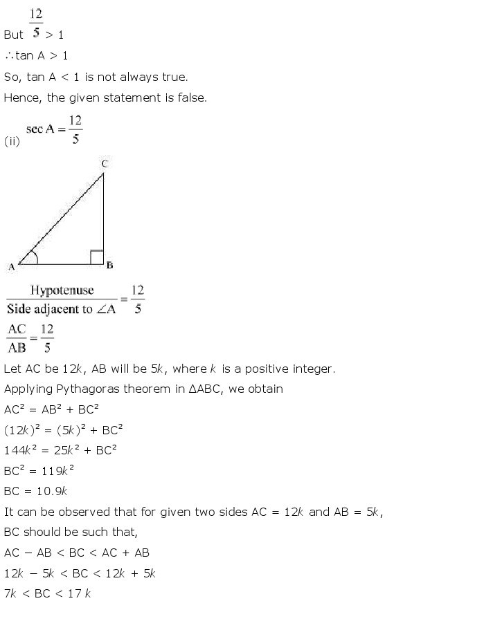 10th, Maths, Introduction to Trigonometry 18