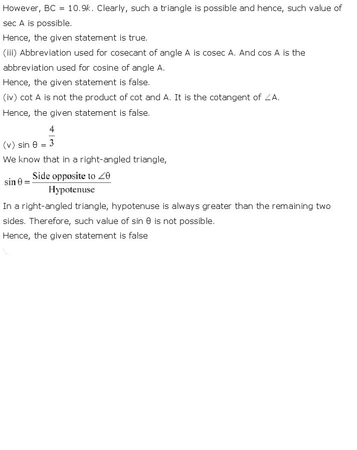 10th, Maths, Introduction to Trigonometry 19