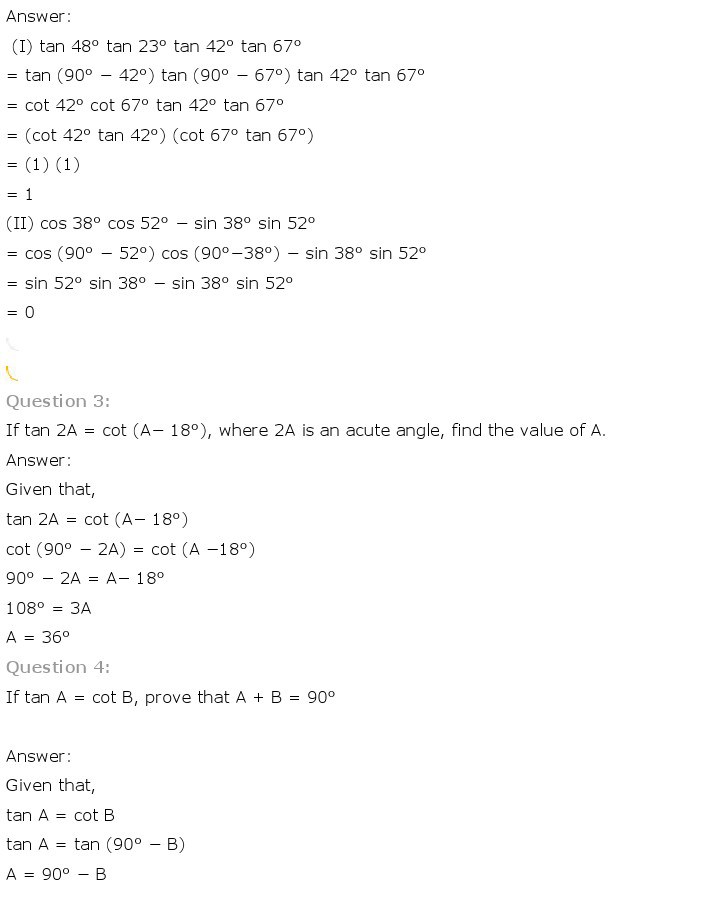 10th, Maths, Introduction to Trigonometry 29