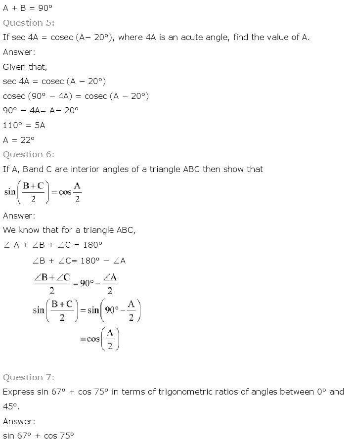 10th, Maths, Introduction to Trigonometry 30