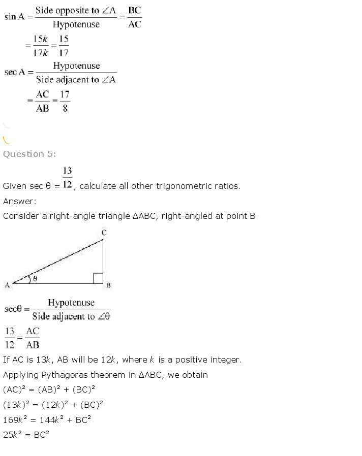 10th, Maths, Introduction to Trigonometry 6