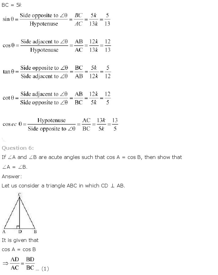 10th, Maths, Introduction to Trigonometry 7