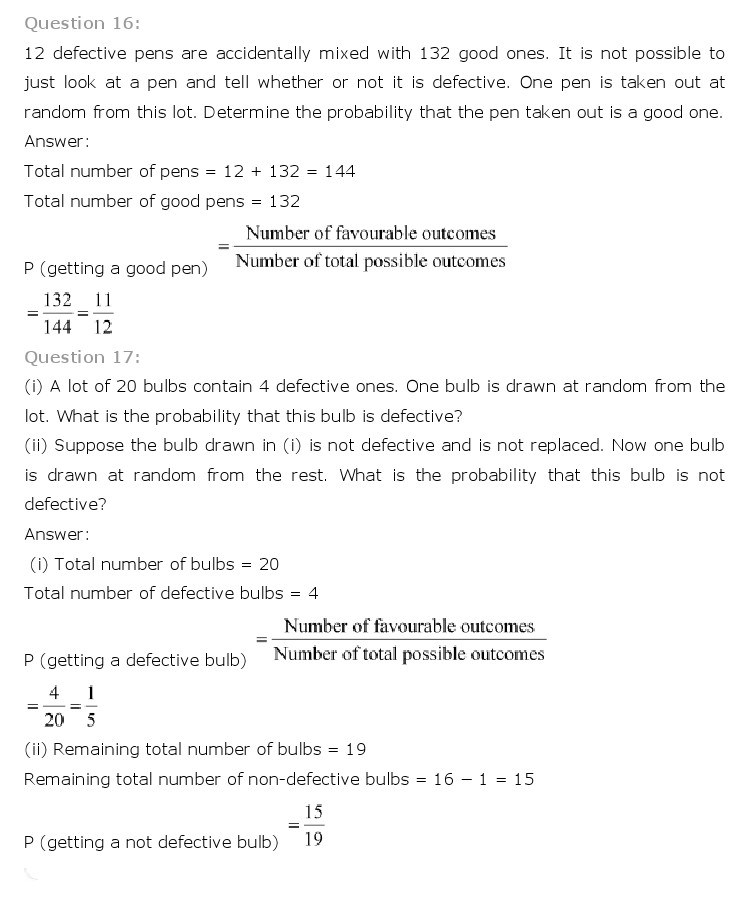 10th, Maths, Probability 11