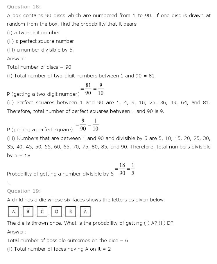 10th, Maths, Probability 12