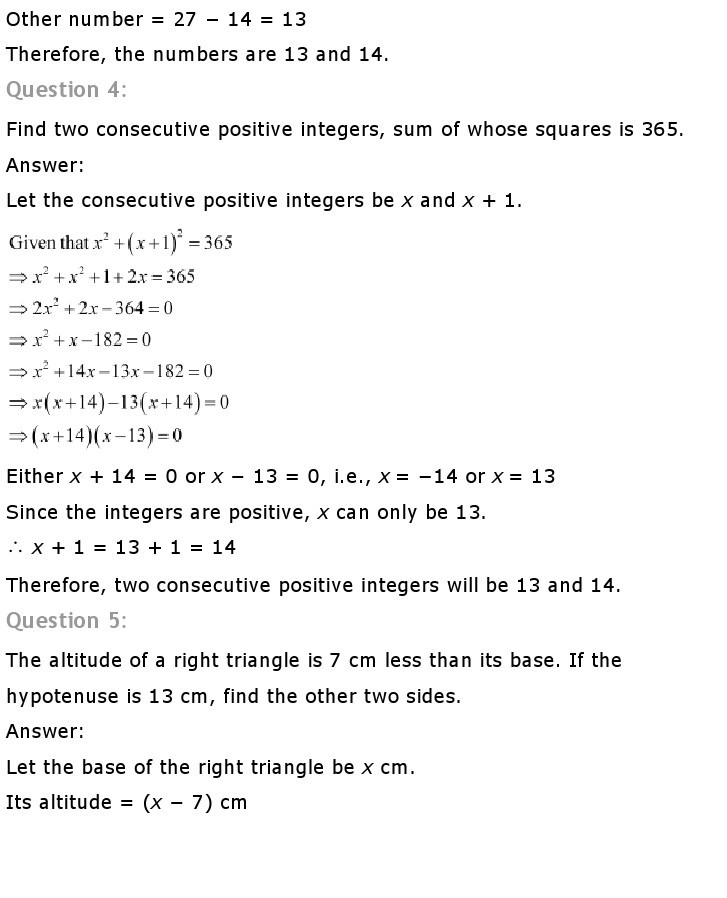 10th, Maths, Quadratic Equations 17