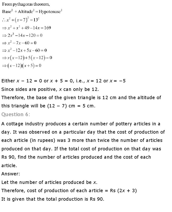 10th, Maths, Quadratic Equations 18