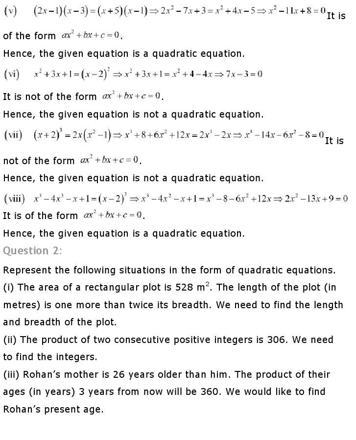 10th, Maths, Quadratic Equations 2