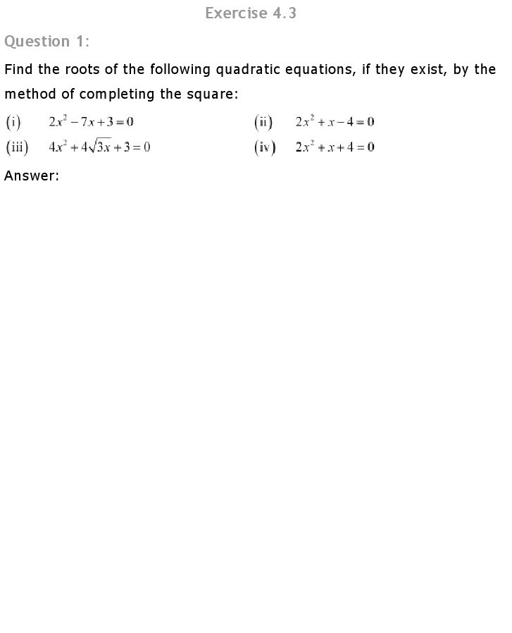 10th, Maths, Quadratic Equations 20