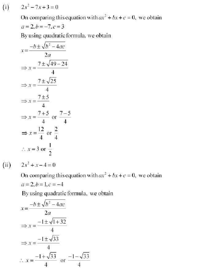 assignment of quadratic equation class 10