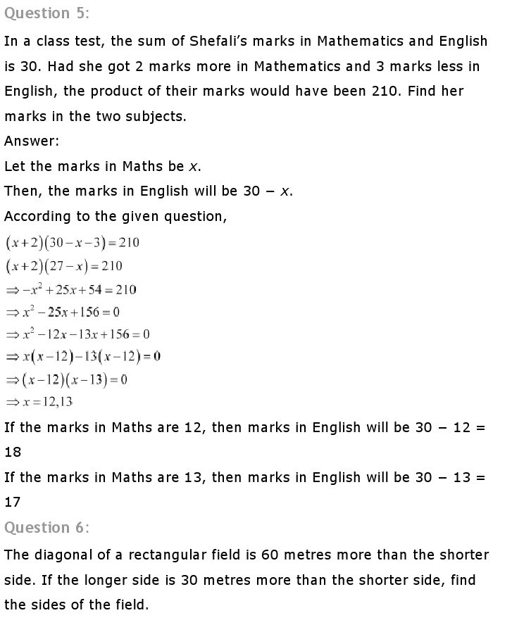 10th, Maths, Quadratic Equations 28