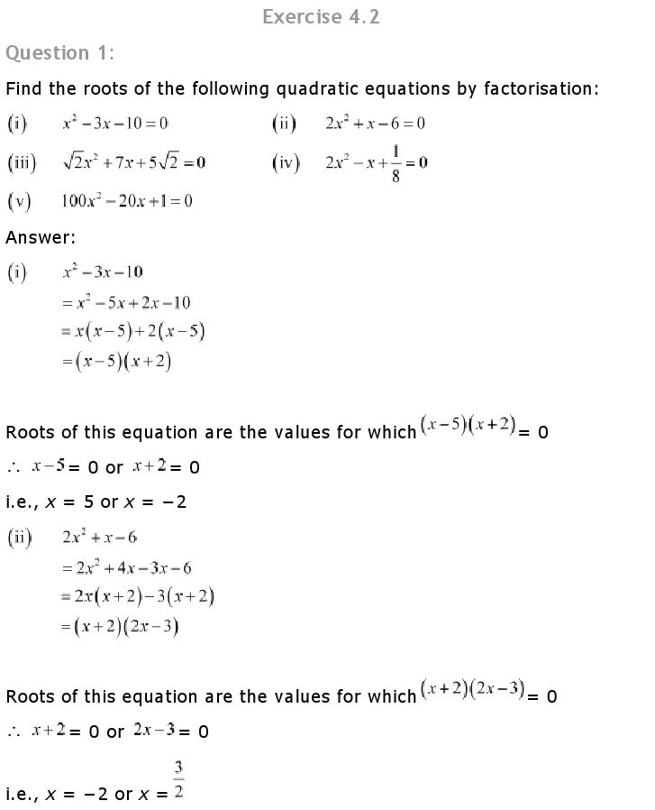 10th, Maths, Quadratic Equations 5