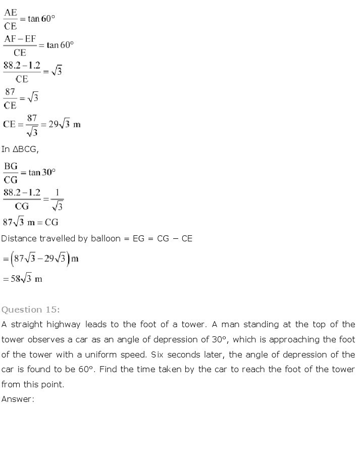 10th, Maths, Some Applications of Trigonometry 17