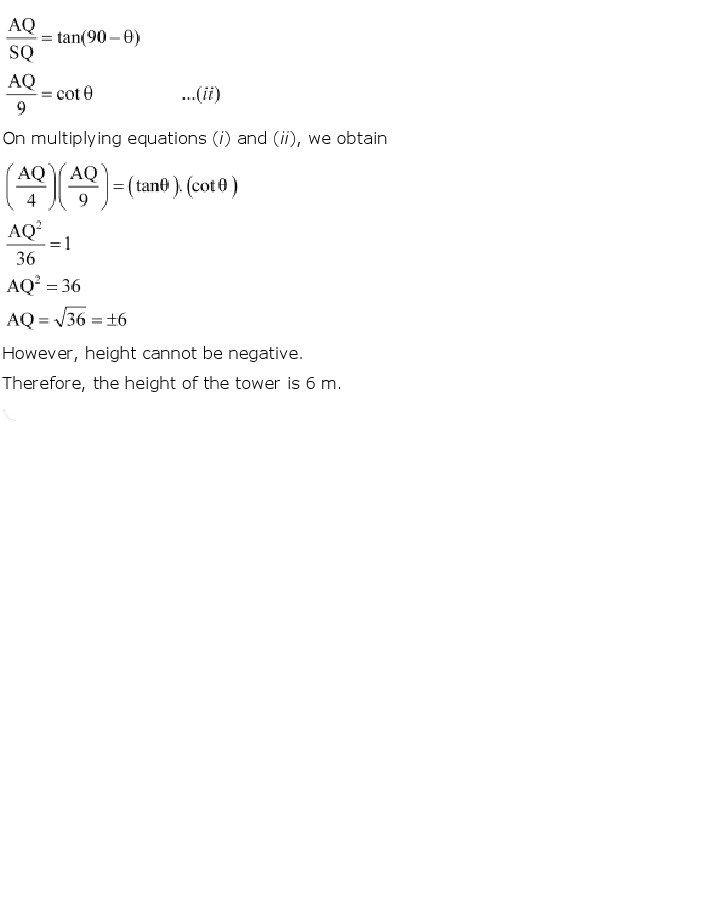 10th, Maths, Some Applications of Trigonometry 20