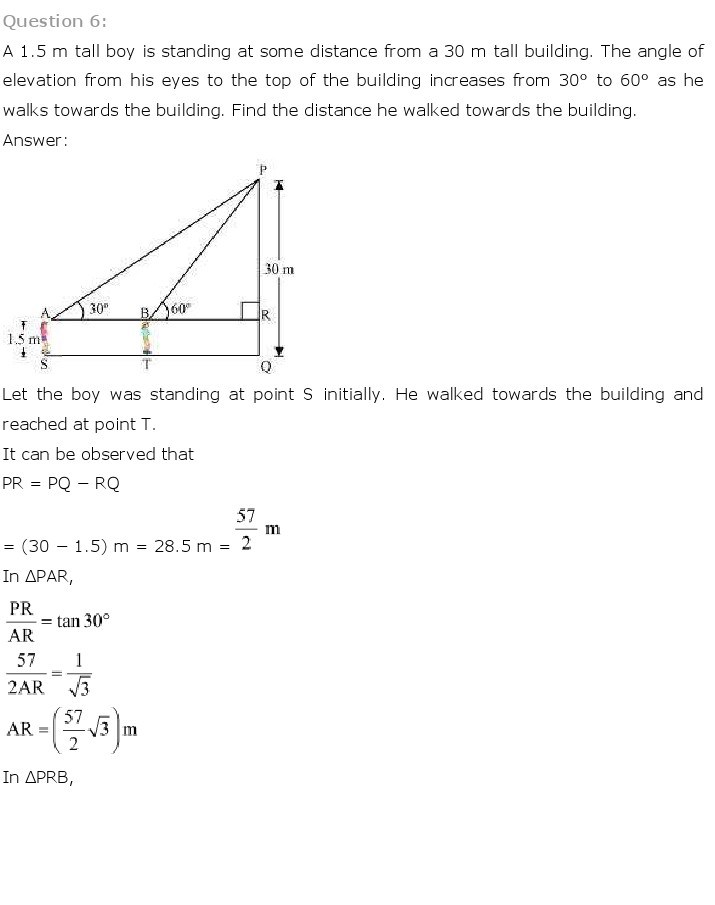 10th, Maths, Some Applications of Trigonometry 6