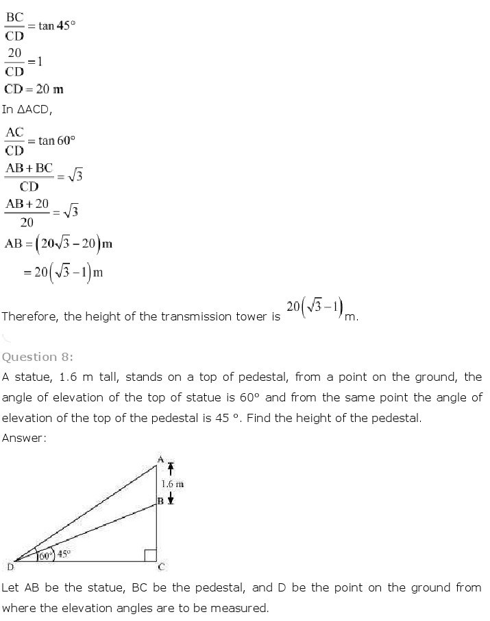 10th, Maths, Some Applications of Trigonometry 8