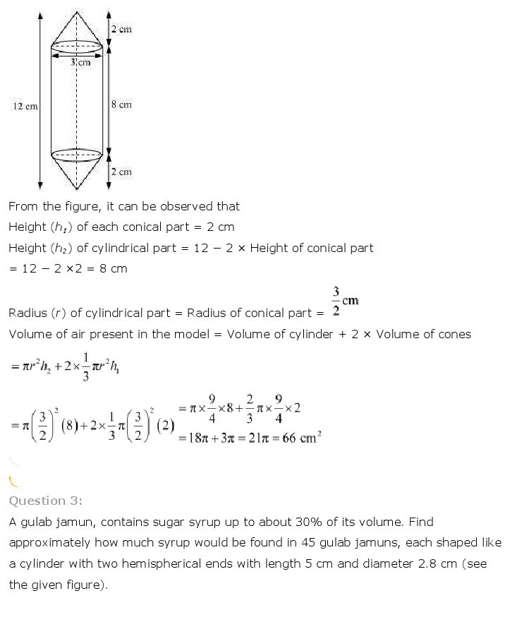 10th, Maths, Surface Areas & Volumes 11