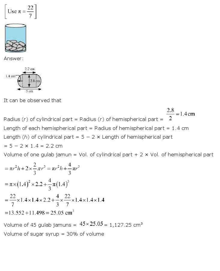 10th, Maths, Surface Areas & Volumes 12