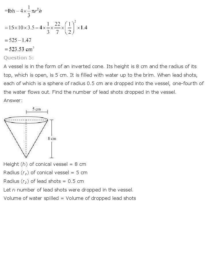 10th, Maths, Surface Areas & Volumes 14