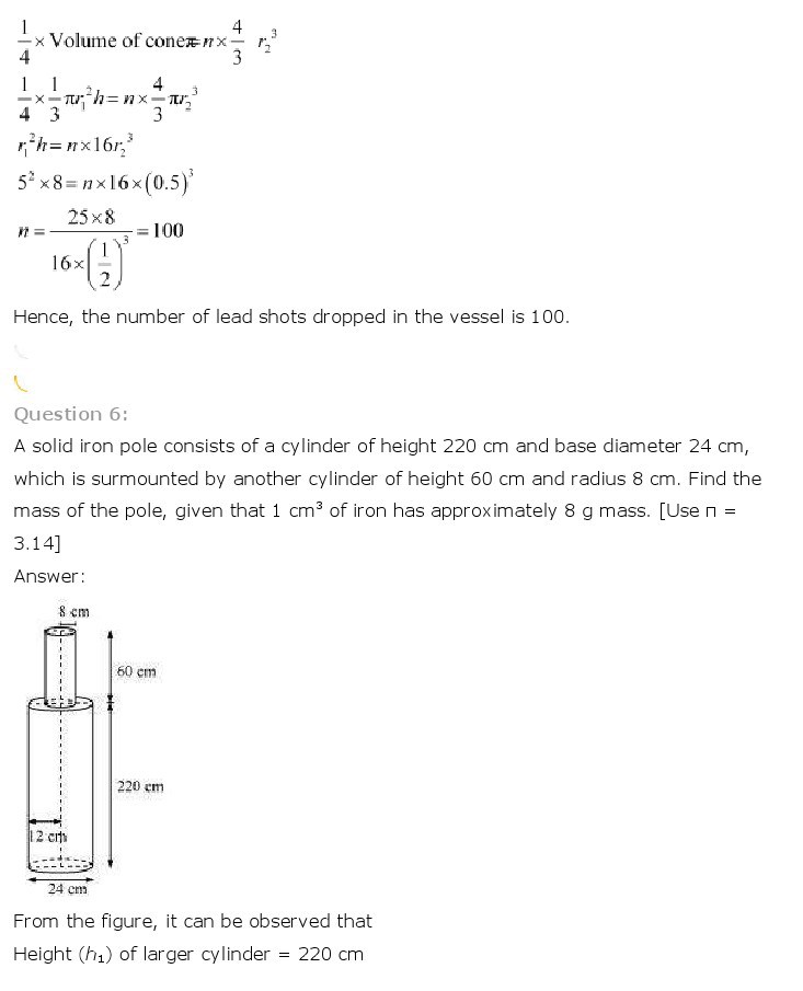 10th, Maths, Surface Areas & Volumes 15