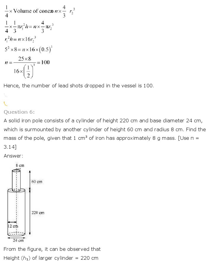 10th, Maths, Surface Areas & Volumes 15