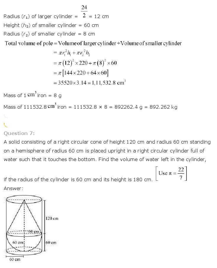 10th, Maths, Surface Areas & Volumes 16