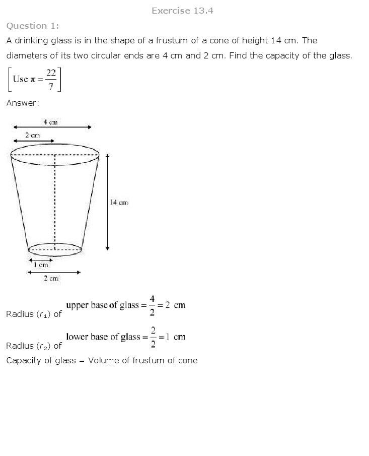 10th, Maths, Surface Areas & Volumes 28