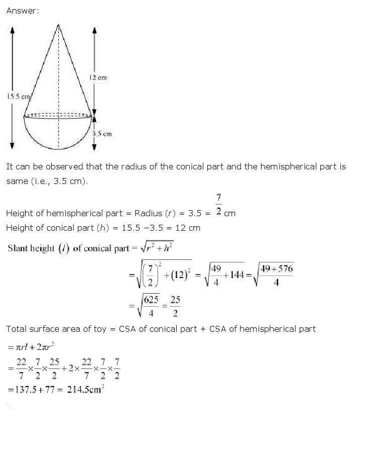 10th, Maths, Surface Areas & Volumes 3