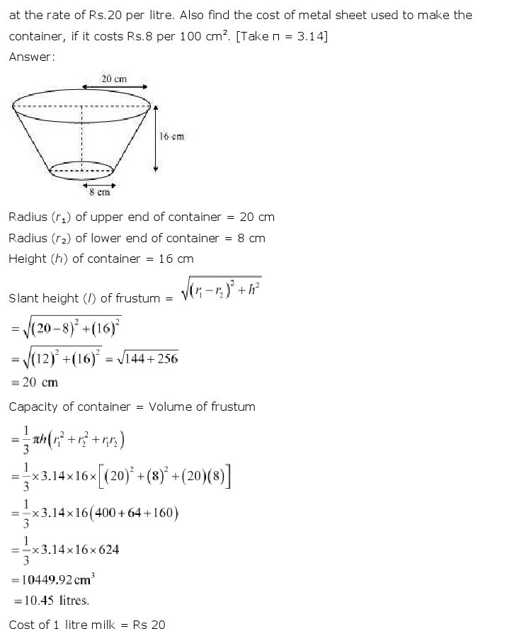 10th, Maths, Surface Areas & Volumes 32