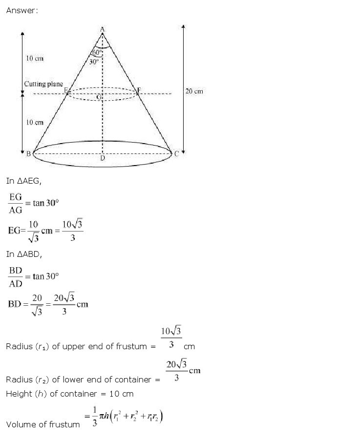 10th, Maths, Surface Areas & Volumes 34