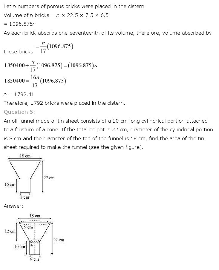 10th, Maths, Surface Areas & Volumes 39