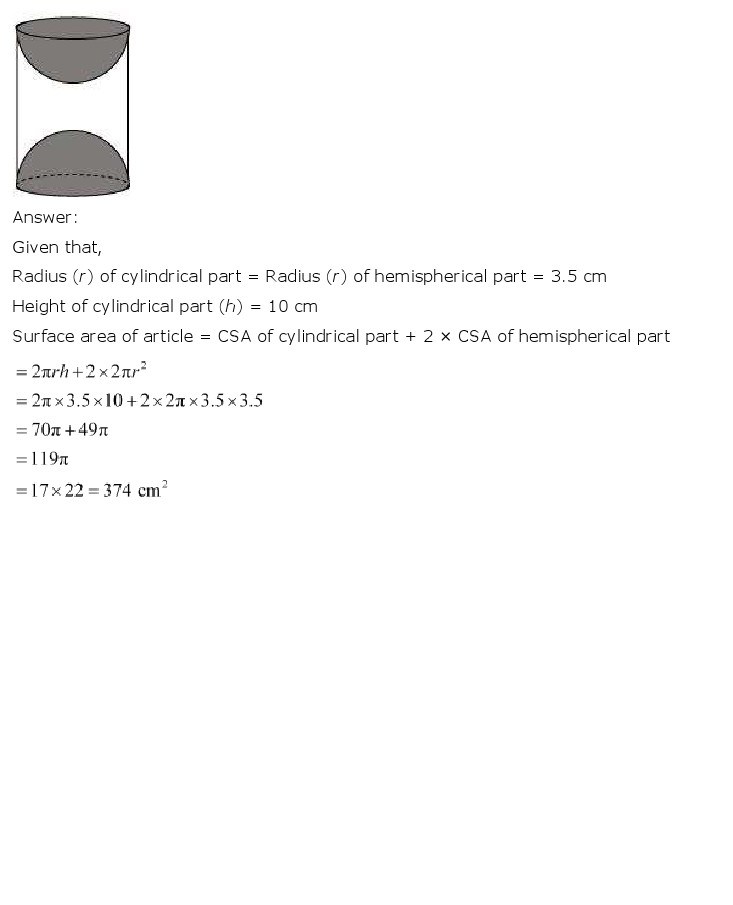 10th, Maths, Surface Areas & Volumes 9