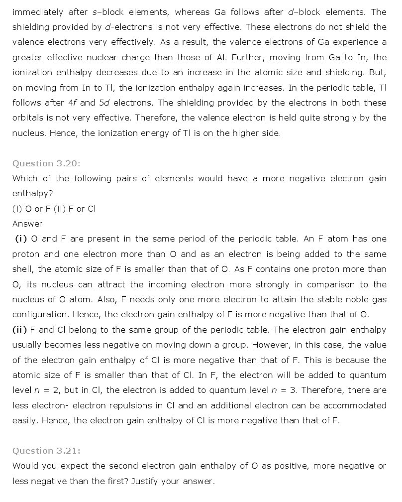 11th, Chemistry, Classification of Elements & Periodicity in Properties 10