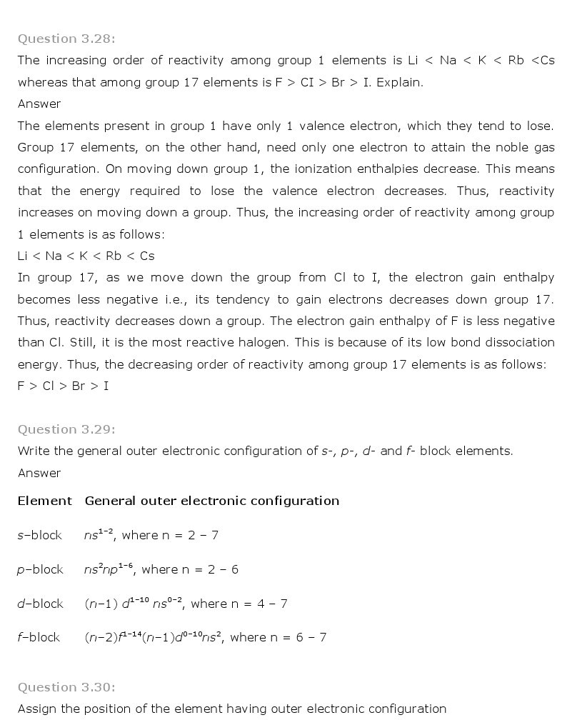 11th, Chemistry, Classification of Elements & Periodicity in Properties 14