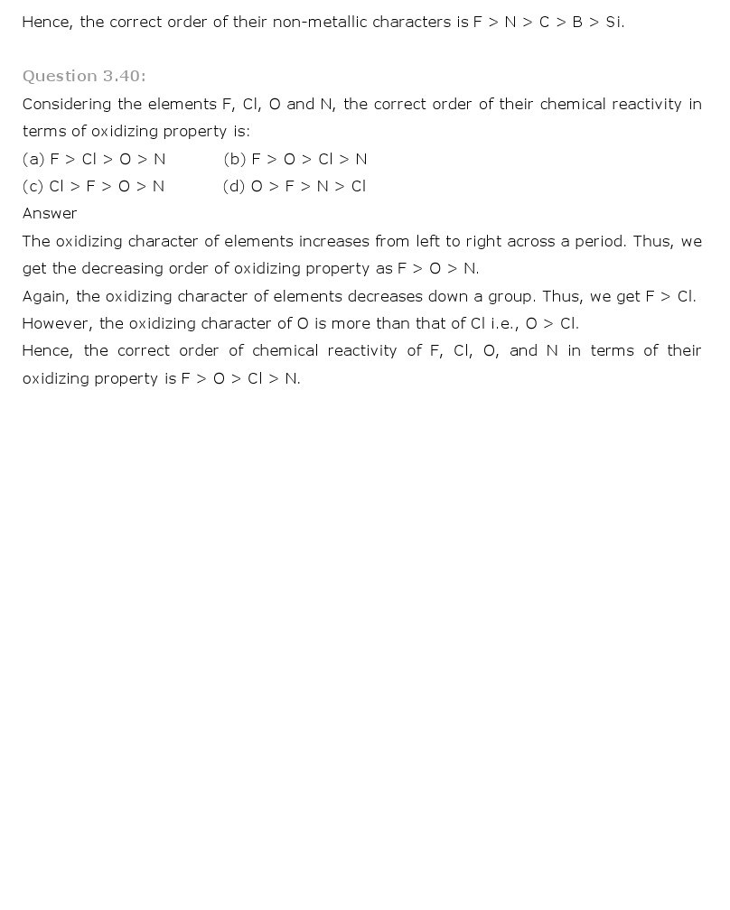 11th, Chemistry, Classification of Elements & Periodicity in Properties 20