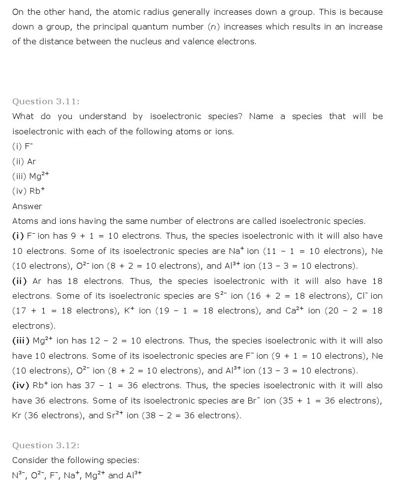 11th, Chemistry, Classification of Elements & Periodicity in Properties 5