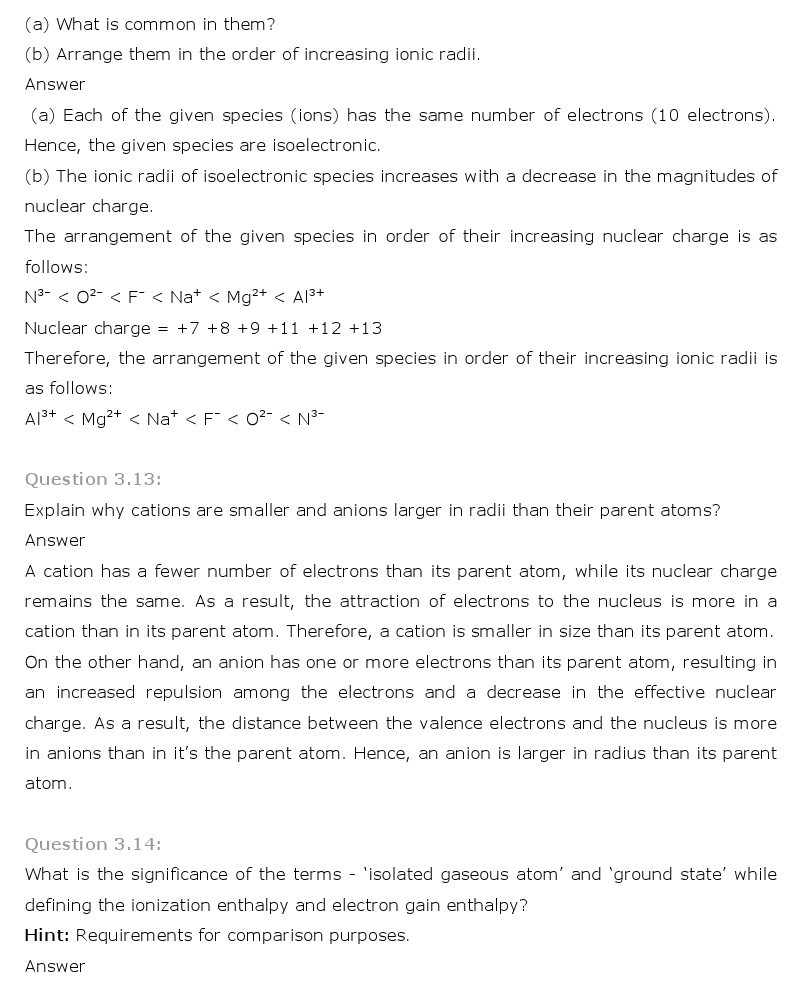 11th, Chemistry, Classification of Elements & Periodicity in Properties 6