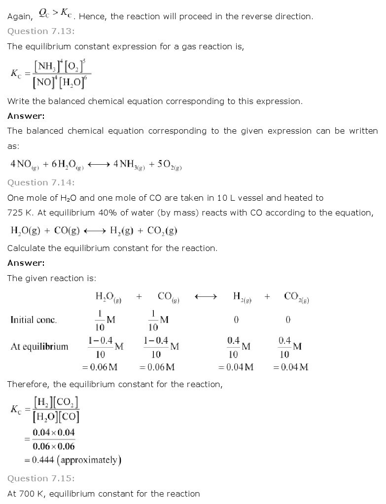 11th, Chemistry, Equilibrium 10