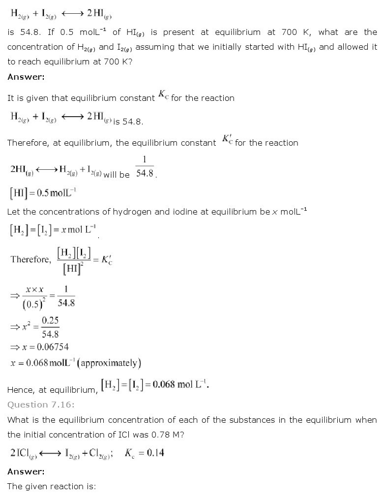 11th, Chemistry, Equilibrium 11