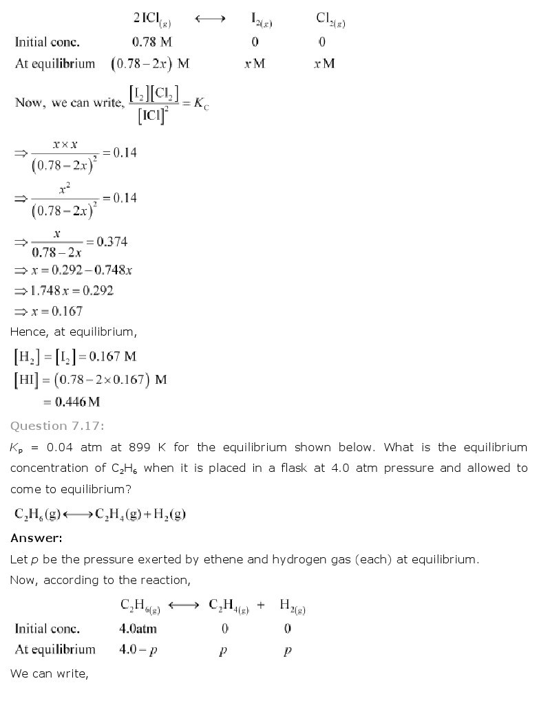 11th, Chemistry, Equilibrium 12