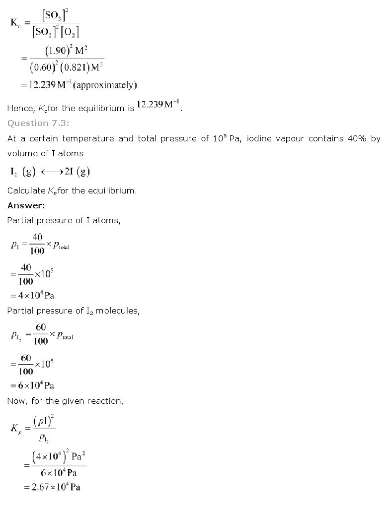 11th, Chemistry, Equilibrium 2