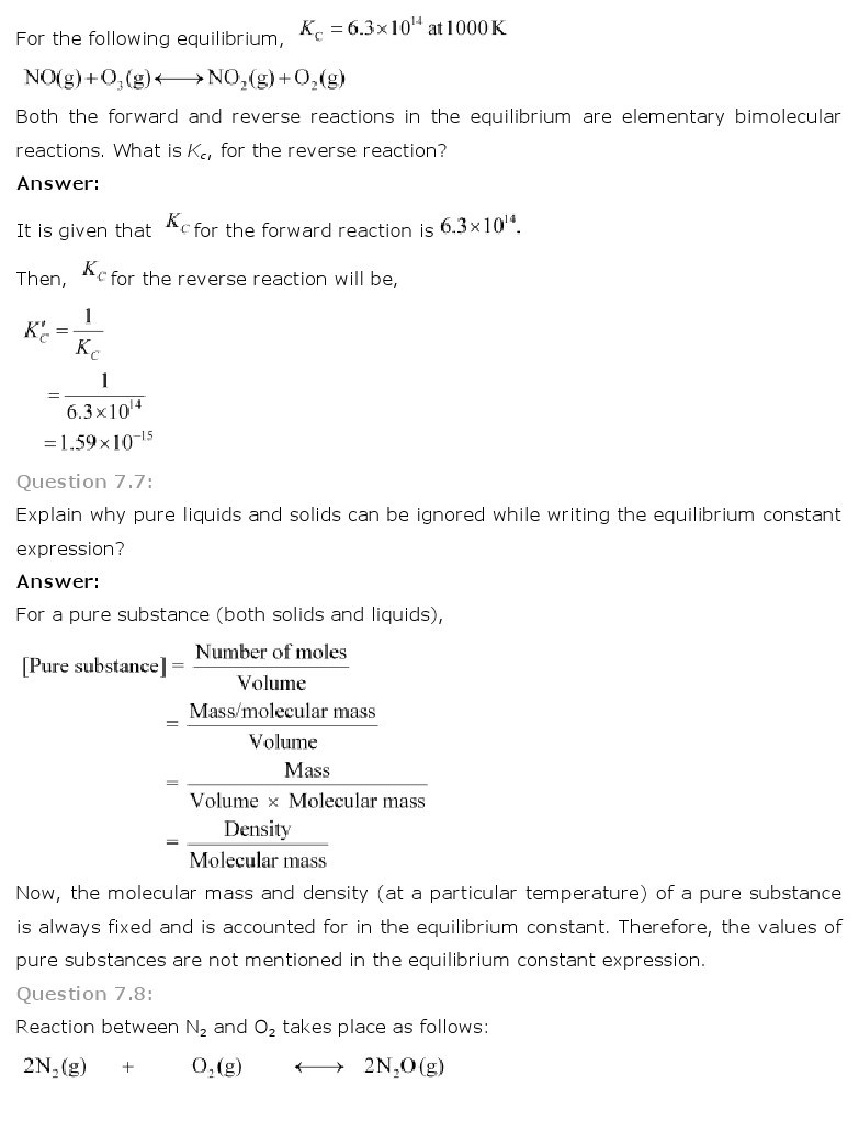 11th, Chemistry, Equilibrium 5