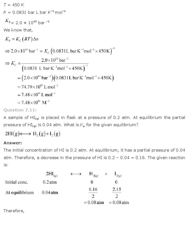 11th, Chemistry, Equilibrium 8