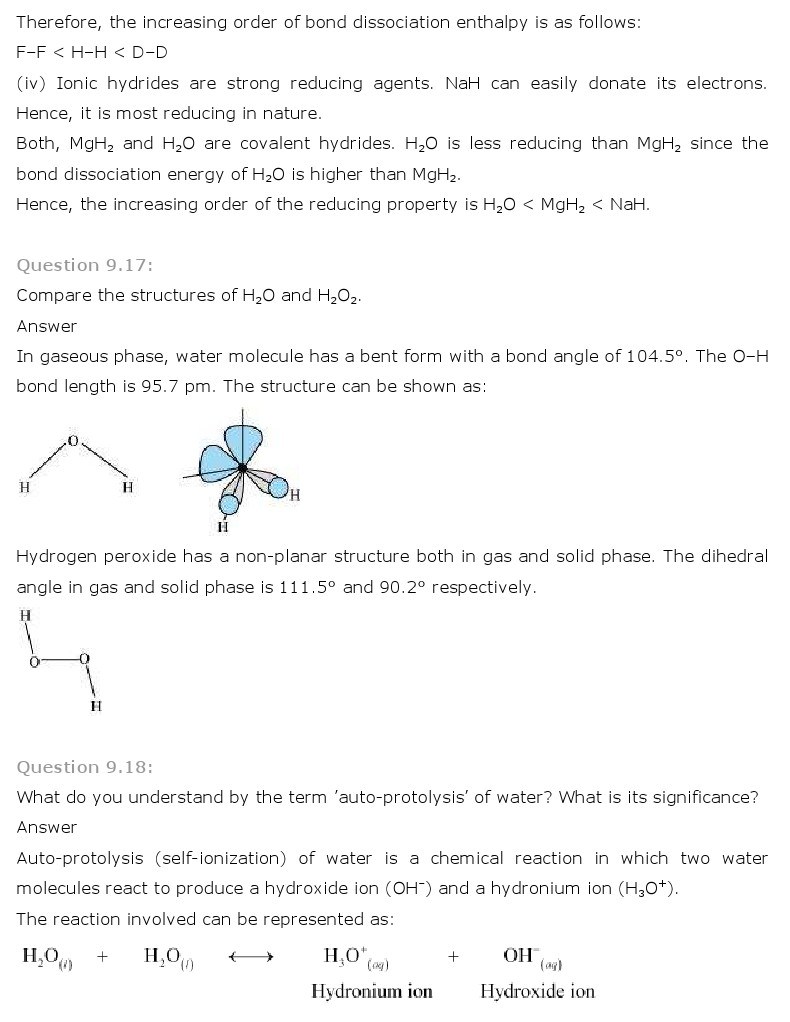 11th, Chemistry, Hydrogen 10