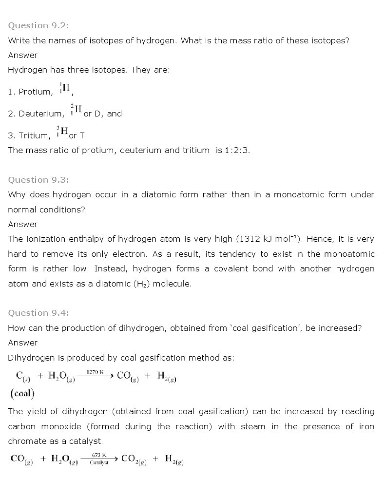 11th, Chemistry, Hydrogen 2